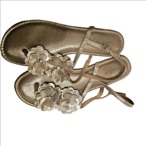 Torrid Gold Sandals with Cream Floral Accents